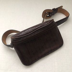 Vintage Belt Bag Leather Adjustable Waist Vintage Weave Pattern